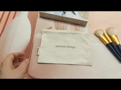 Cosmetic Zipper Bag With Metal Zipper With Label Cotton Canvas Makeup Bag