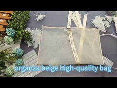 Cream Organza Envelope Bag with Ribbon Printing for Clothes Dust Bag