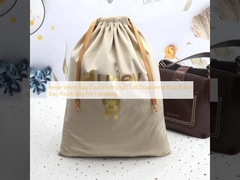 Beige Velvet Bag Costomize Logo Soft Drawstring Dust Proof Bag Pouch Bag For Handbag