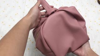 pink pu leather makeup zipper pouch with handle