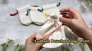 round bottom muslin cotton drawstring pouch