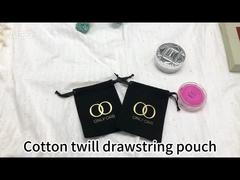 black cotton twill drawstring pouch