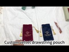 custom velvet drawstring pouch with tassel