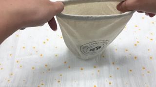 natural muslin cotton drawstring pouch with square bottom