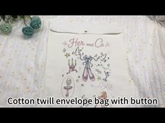 white cotton twill envelope pouch with button